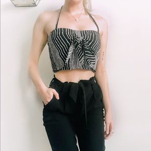 Striped Halter Crop Top